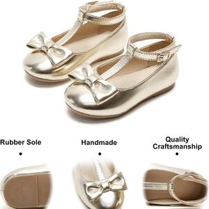 Gold Bow Toddler Girl MaryJane Ballet flats - 6